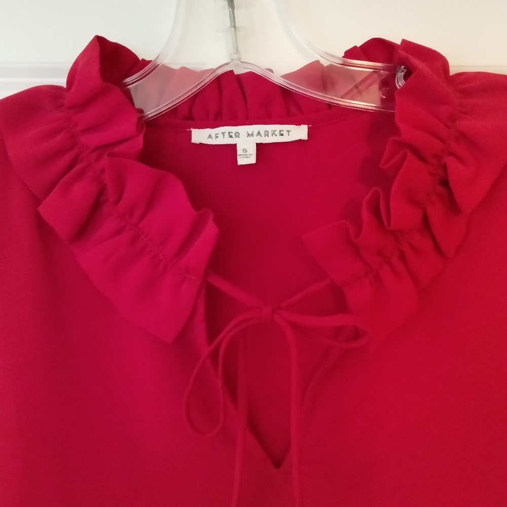 Red After Market blouse with ruffle collar, small